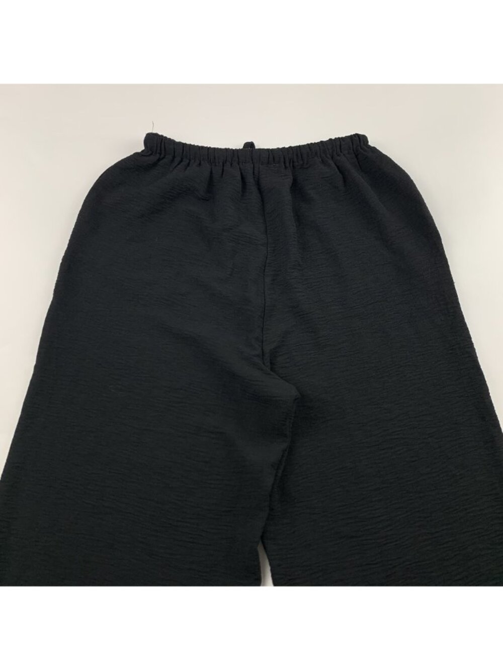 Solai Black Textured Crepe Pull On Wide Leg Pant M - Picture 7 of 7